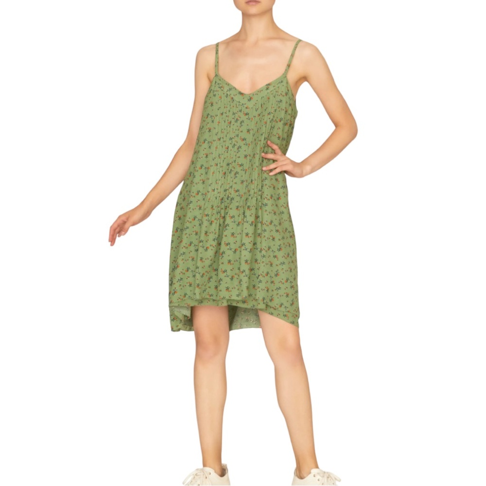 Sanctuary Women's Spring Ahead green floral spaghetti strap mini dress top, Sz M - Picture 1 of 17
